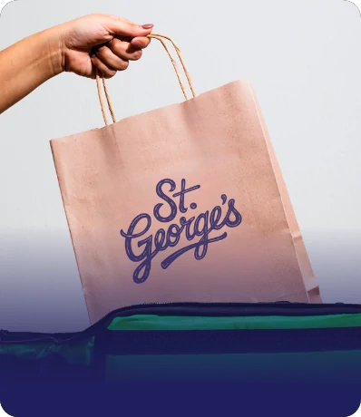 Takeout bag being handed off