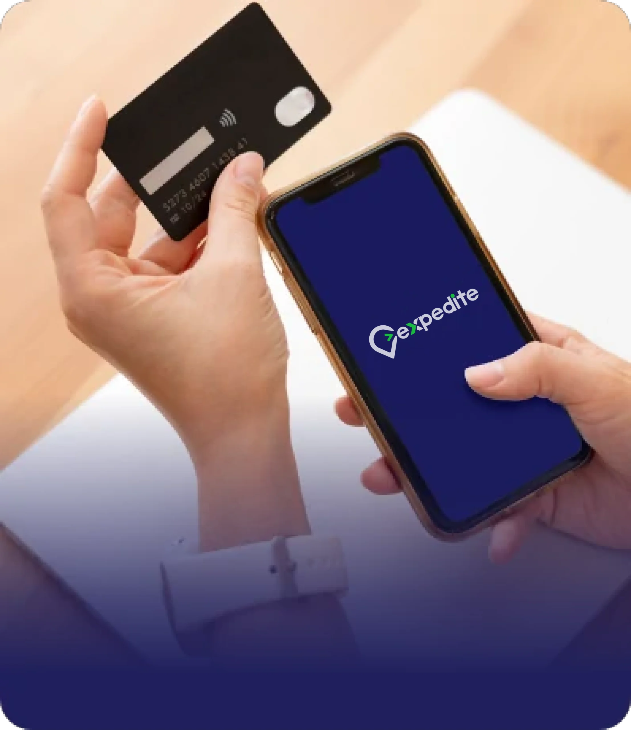 Customer paying for an online order on a phone